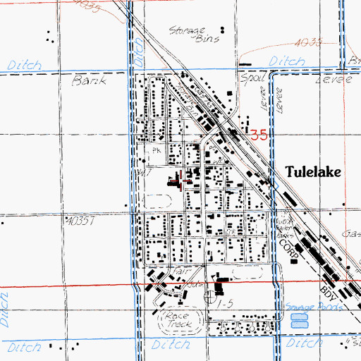 Topographic Map of Tulelake Branch Siskiyou County Public Library, CA