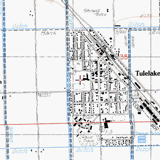 Topographic Map of Tulelake Middle School, CA