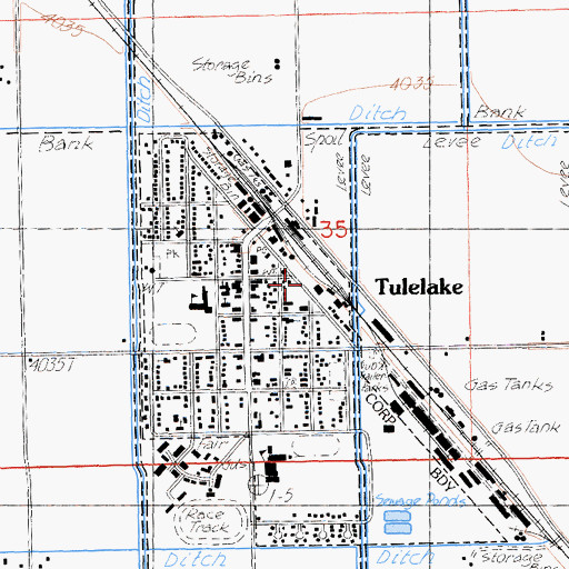Topographic Map of Tulelake Post Office, CA