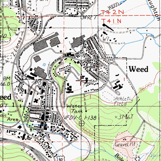 Topographic Map of Weed City Hall, CA