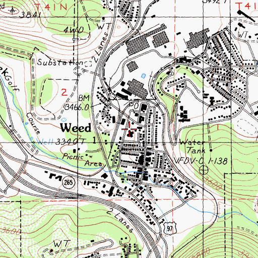 Topographic Map of Weed Clinic, CA