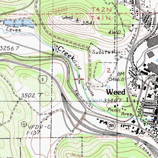 Topographic Map of Weed Golf Club, CA