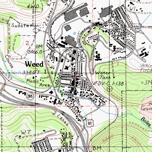 Topographic Map of Weed Museum, CA