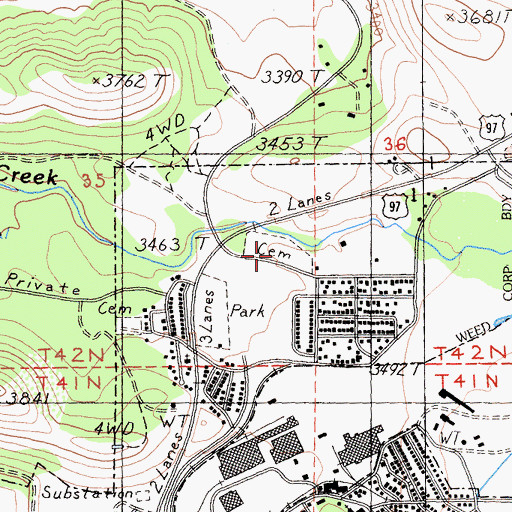 Topographic Map of Winema Cemetery, CA