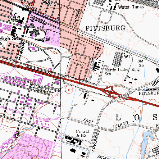 Topographic Map of Church of Christ, CA