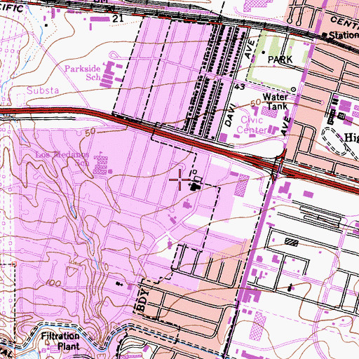 Topographic Map of Del Monte Recreation Center, CA
