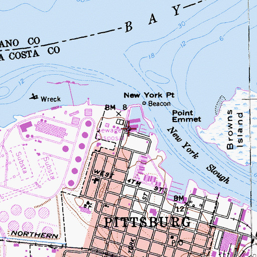 Topographic Map of Pittsburg Marina, CA