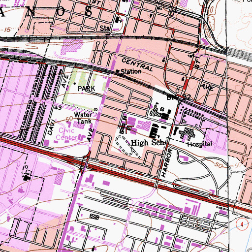 Topographic Map of Pittsburg Senior High School, CA