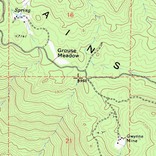 Topographic Map of Gallup Camp (historical), CA