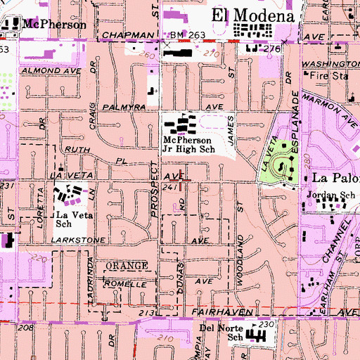 Topographic Map of Hewes Park, CA