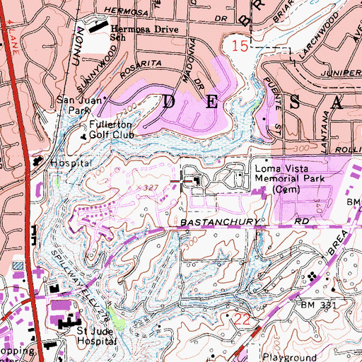Topographic Map of Loma Vista Mausoleum, CA