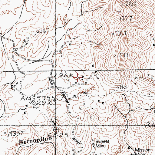 Topographic Map of Meek Mine, CA