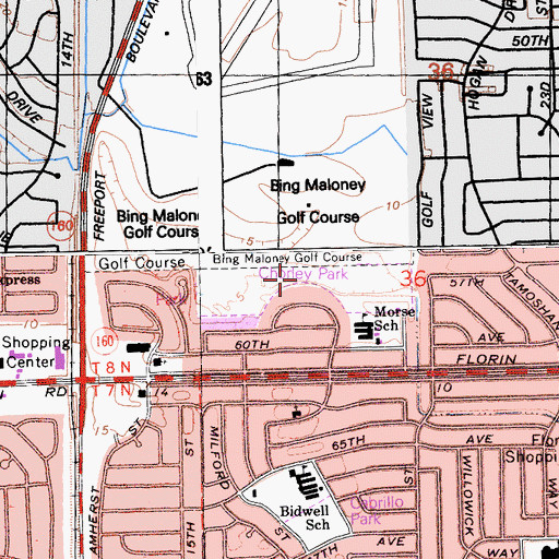 Topographic Map of Chorley Park, CA