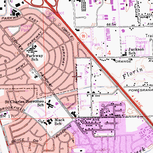 Topographic Map of Florin Creek Park, CA