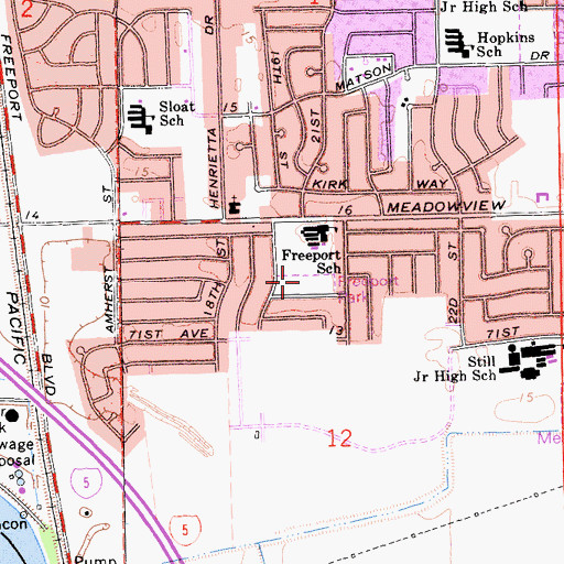 Topographic Map of Freeport Park, CA