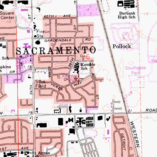 Topographic Map of Kemble Park, CA