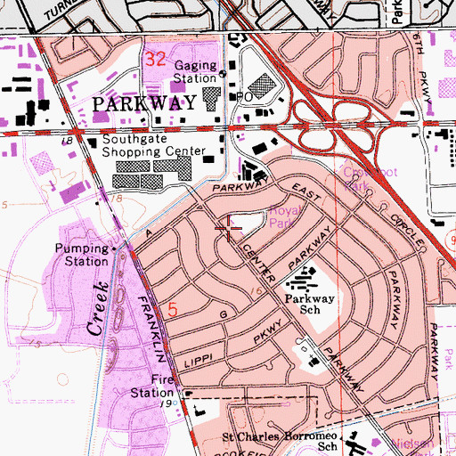 Topographic Map of Royal Park, CA