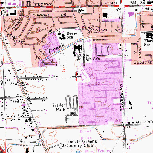 Topographic Map of Rutter Park, CA