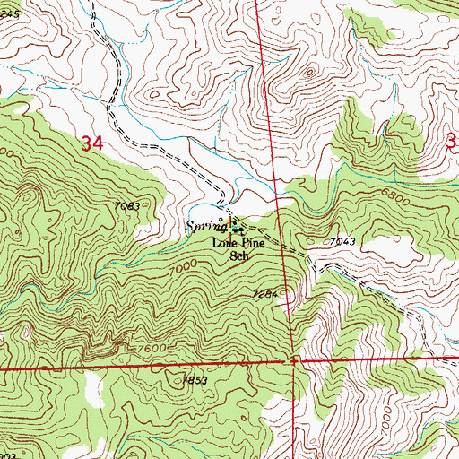 Topographic Map of Lone Pine School, CO