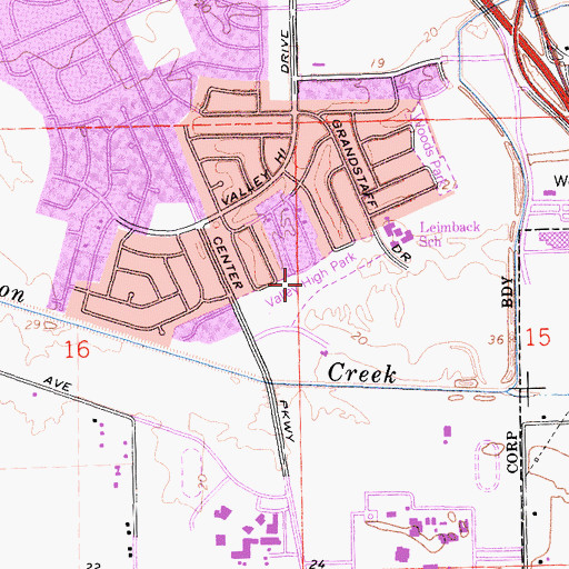 Topographic Map of Valley High Park, CA