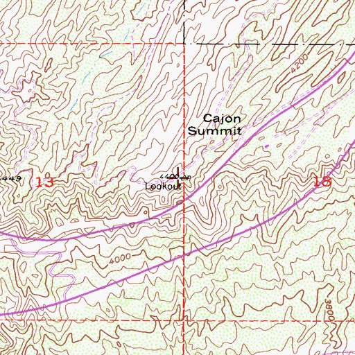 Topographic Map of Cajon Summit Lookout, CA
