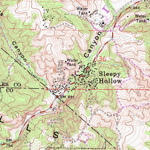 Topographic Map of Carbon Canyon Mineral Springs, CA
