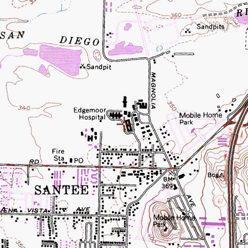 Topographic Map of Edgemoor County Farm (historical), CA