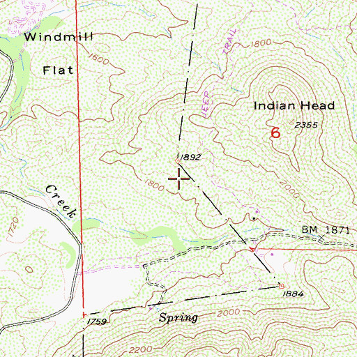 Topographic Map of Indian Head Spring, CA