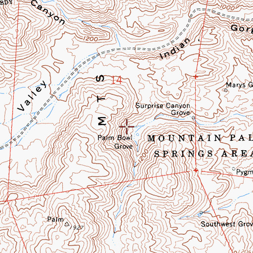 Topographic Map of Mountain Palm Springs, CA