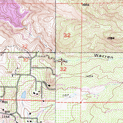 Topographic Map of Warren Ranch, CA