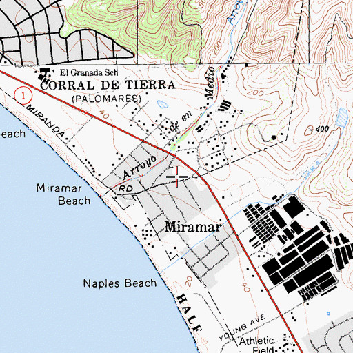 Topographic Map of Miramar School (historical), CA
