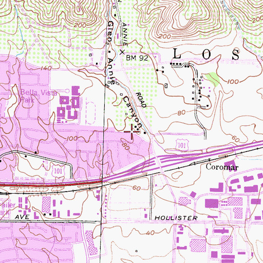 Topographic Map of Corona Del Mar Rancho, CA