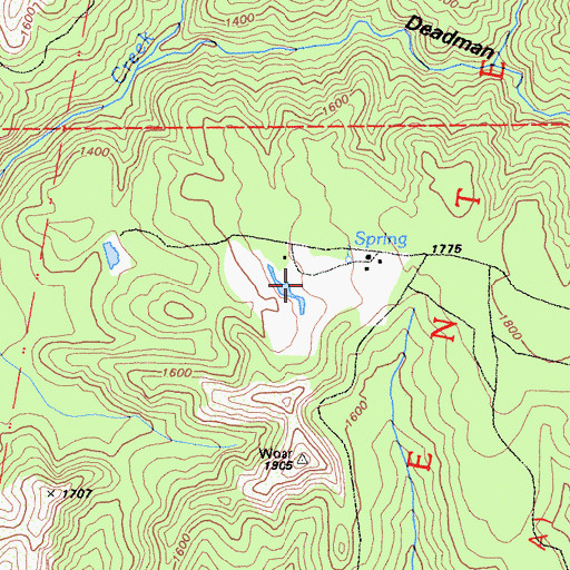 Topographic Map of Warrenella Ranch, CA