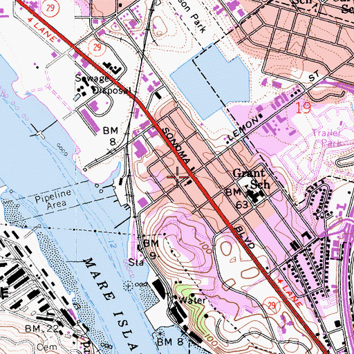 Topographic Map of South Vallejo, CA