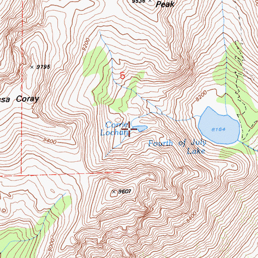 Topographic Map of Corrie Lochan, CA