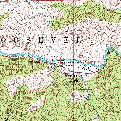 Topographic Map of Gordon Creek, CO