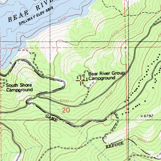 Topographic Map of Bear River Group Campground, CA