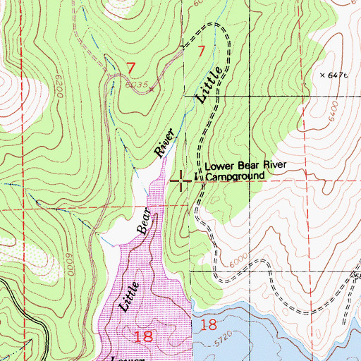 Topographic Map of Lower Bear River Campground, CA
