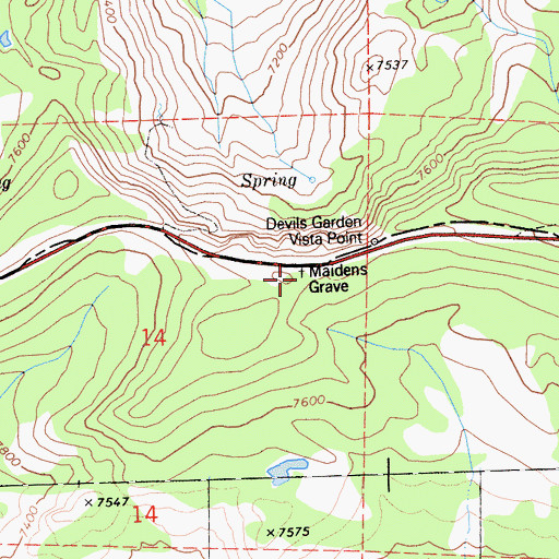 Topographic Map of Maiden's Grave, CA