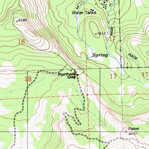 Topographic Map of Porthole Gap, CA