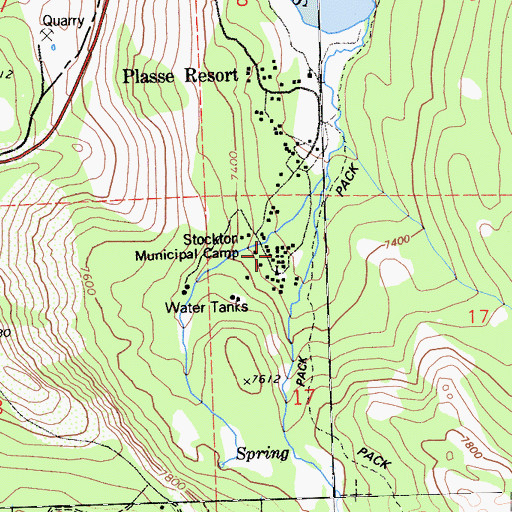 Topographic Map of Stockton Municipal Camp, CA