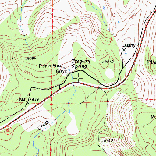 Topographic Map of Tragedy Spring (historical), CA