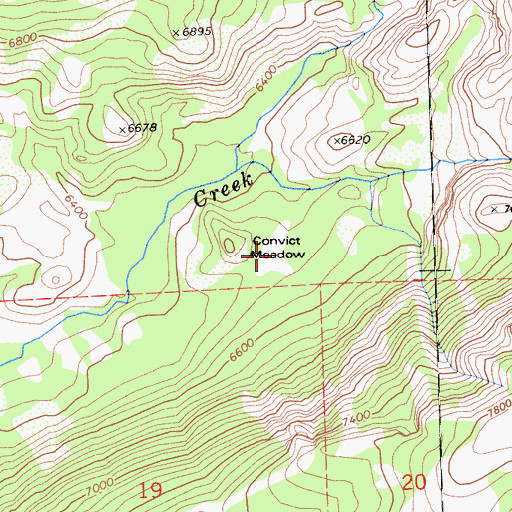 Topographic Map of Convict Meadow, CA