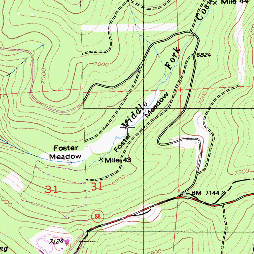 Topographic Map of Foster Meadow, CA