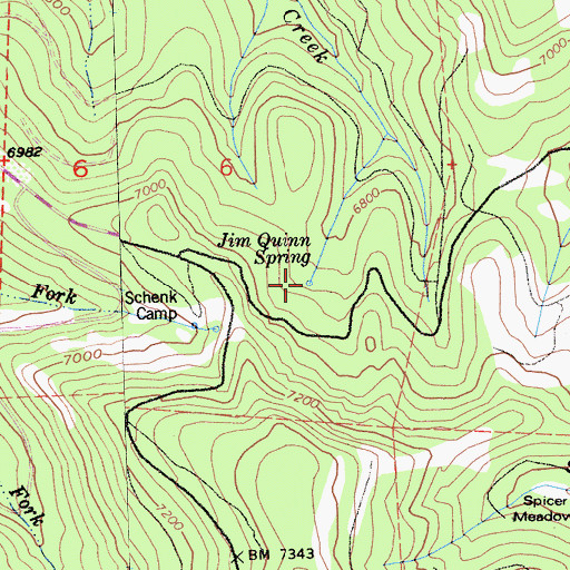 Topographic Map of Jim Quinn Spring, CA