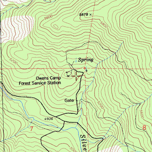 Topographic Map of Owens Camp (historical), CA