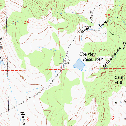 Topographic Map of Beal Ranch, CA