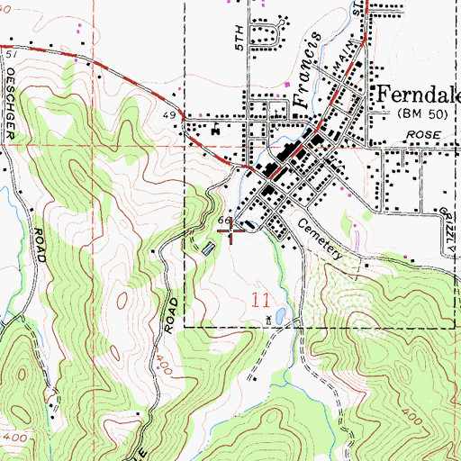 Topographic Map of Ferndale Childrens Center, CA