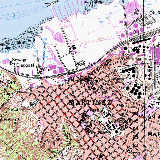 Topographic Map of Contra Costa County Courthouse, CA