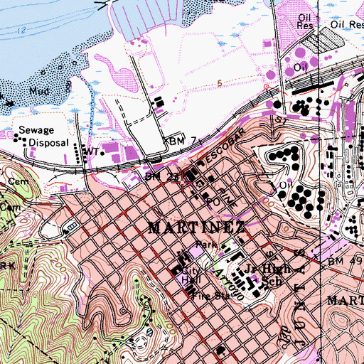 Topographic Map of Contra Costa County Hall of Records, CA